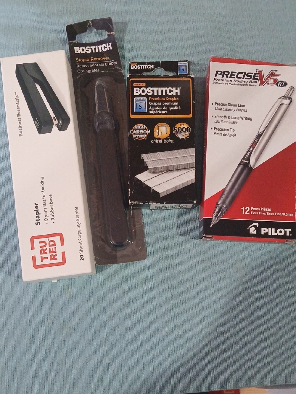 Pilot Precise V5 RT Black Pen Pack + Bostitch Staples & Staple Remover Plus Stap
